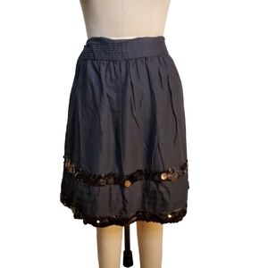 Ann Taylor‎ Loft Black Tiered Sequined Peasant Skirt Size 14